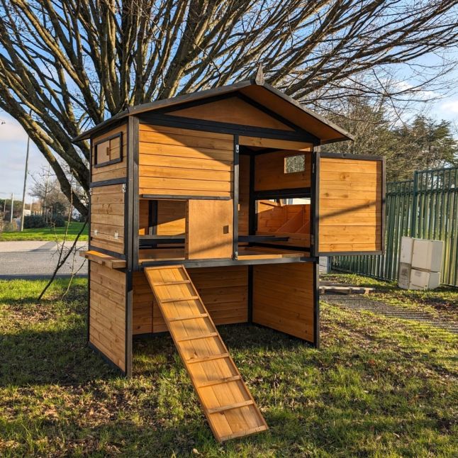 Poulailler Vorwerk 10 à 12 poules toit shingle noir